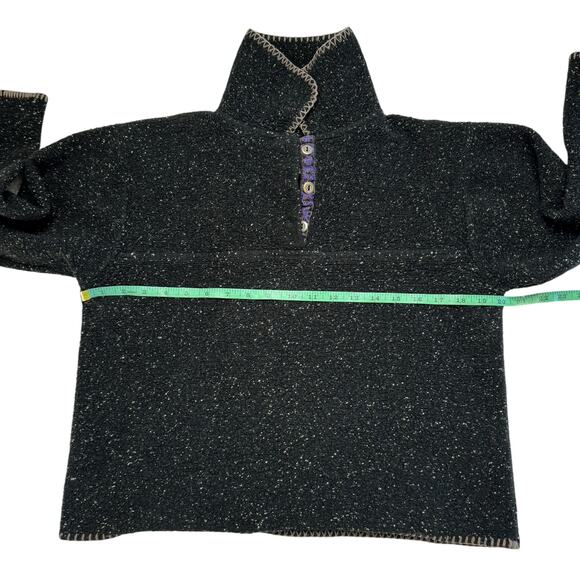Vintage 90s Black Speckled Fleece Pullover Sweatshirt Oversized Small Women ALPS - Picture 8 of 10